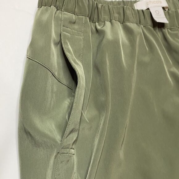 Chico's Cinched Utility Pants Pull-On Casual Lightweight Army Green S - Picture 6 of 10